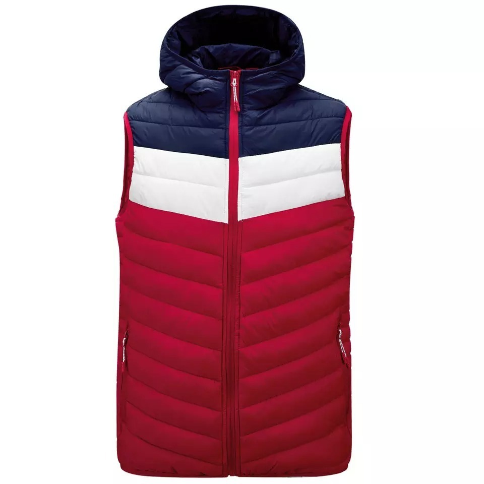 Custom OEM Service Wholesale New Design Causal Men Orange Half Sleeved Men Quilted Puffer Vest