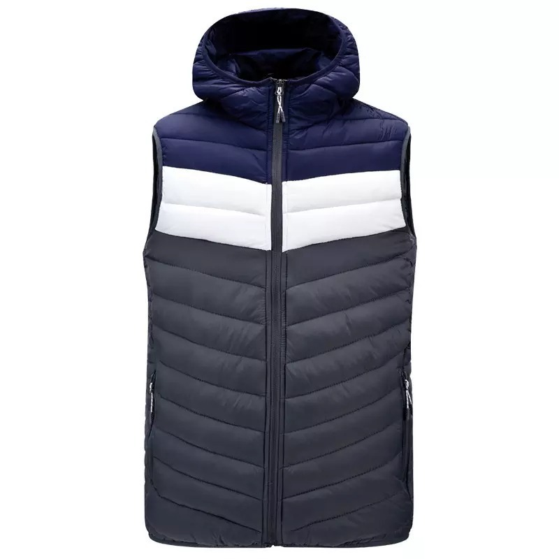 Custom OEM Service Wholesale New Design Causal Men Orange Half Sleeved Men Quilted Puffer Vest