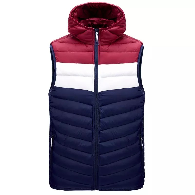 Custom OEM Service Wholesale New Design Causal Men Orange Half Sleeved Men Quilted Puffer Vest