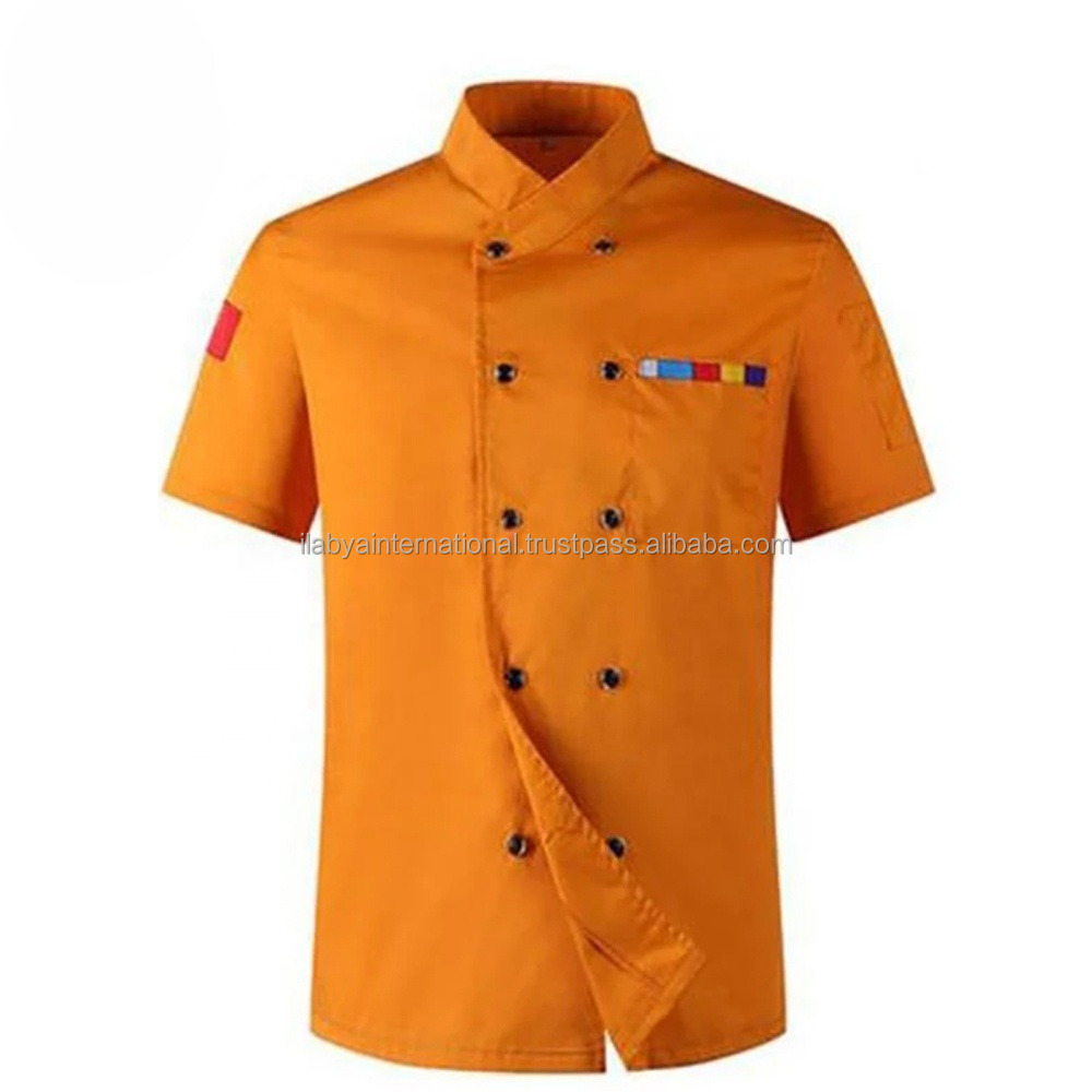 Custom Unisex Chef Coat Men's Long Sleeve Chef Jacket Restaurant Kitchen Cooking Button Chef Uniform Supplier