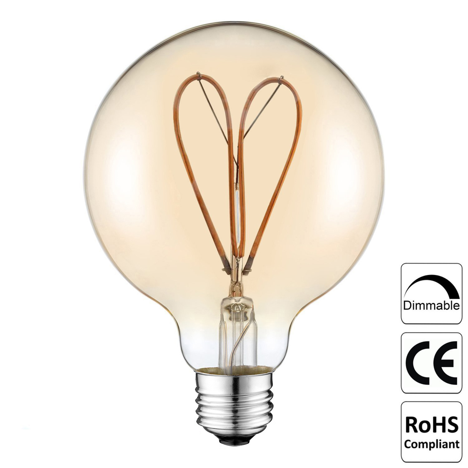 G95 opal 5w 6.5W  edison led filament bulb dimmable with durable plastic bulb cover