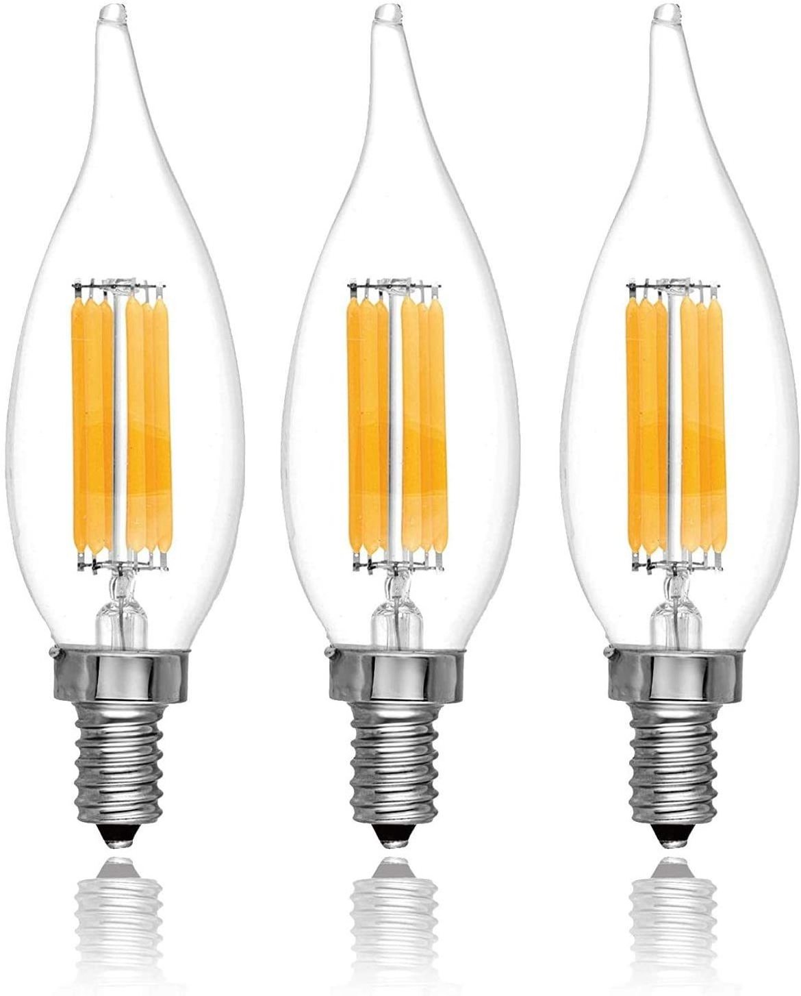 Amber Clear  E12 E14 110v 220v 2w 4w 6w C35 Dimmable Candle Light Candelabra LED Filament Vintage Edison Bulb