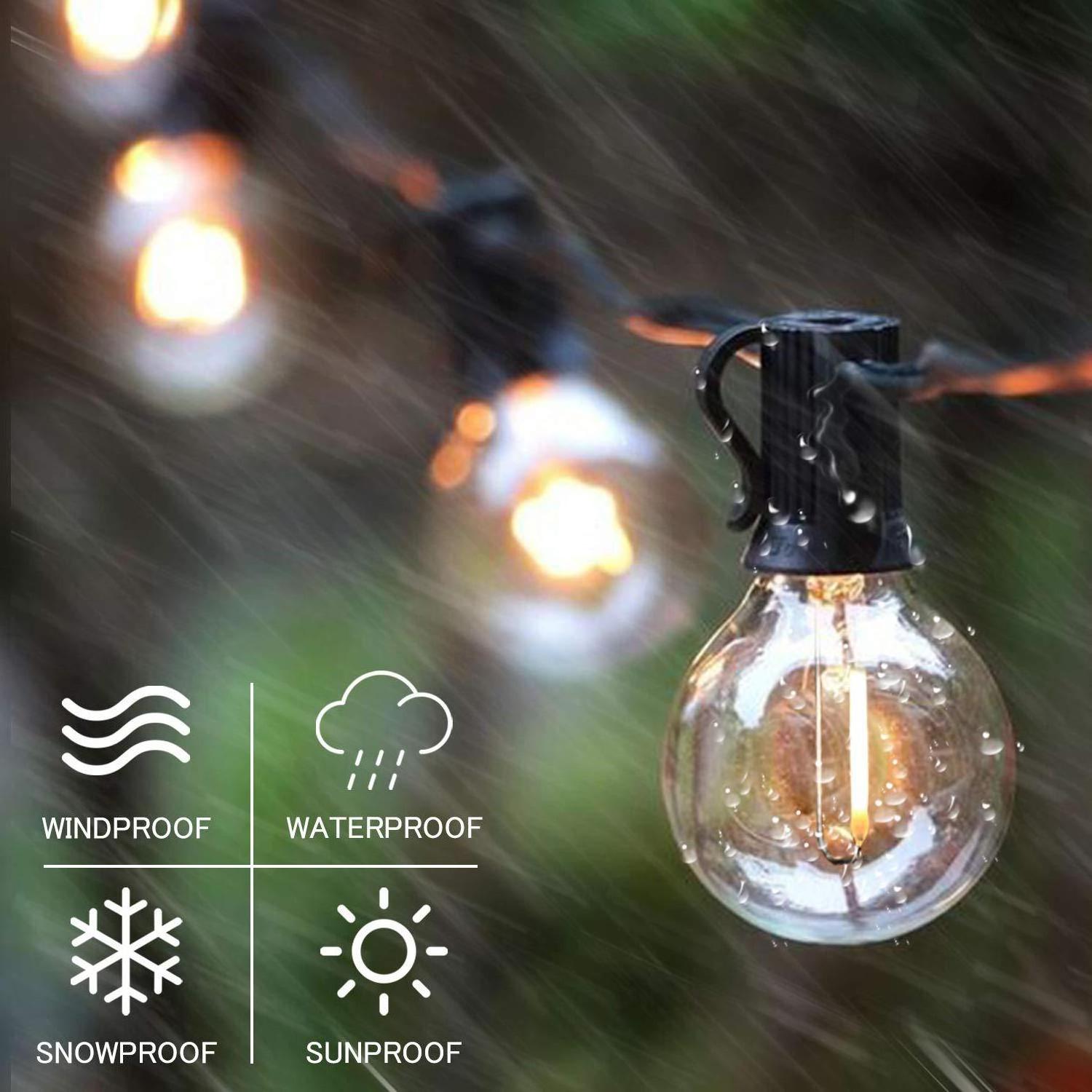 hot sale wholesale price G40 solar string light Halloween festival holiday Camping decoration lighting 100ft 50 bulbs