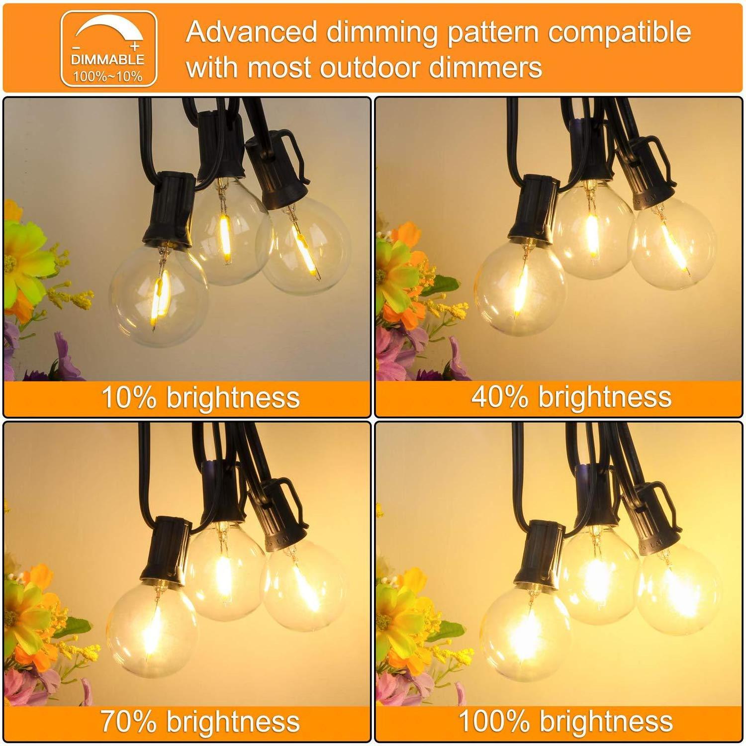 G40 outdoor patio holiday Christmas tree Halloween decorative string lights E12 LED filament bulbs