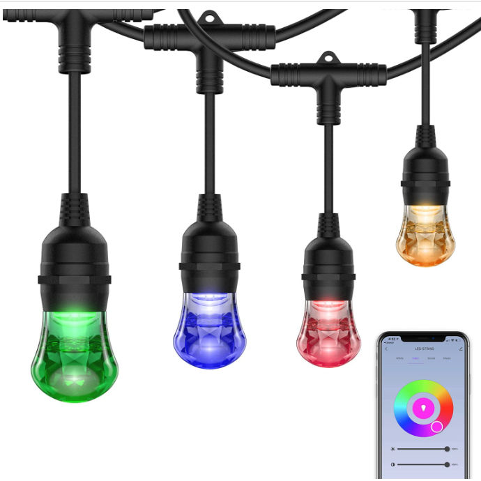 Remote Control Christmas RGB Led String Lights Bulb 100ft 30 TUYA Shatterproof Bistro Patio Lights Decoration