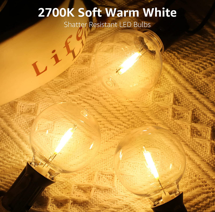 Dimmable E17 Screw Bulb G40 LED Filament Edison In Light BUlbs 0.5W (5 Watt Equivalent)  2300K Warm White Clear Plastic