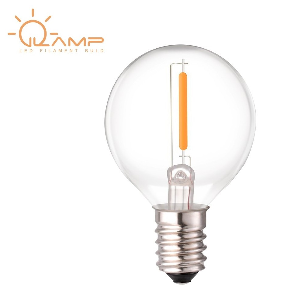 Dimmable E17 Screw Bulb G40 LED Filament Edison In Light BUlbs 0.5W (5 Watt Equivalent)  2300K Warm White Clear Plastic