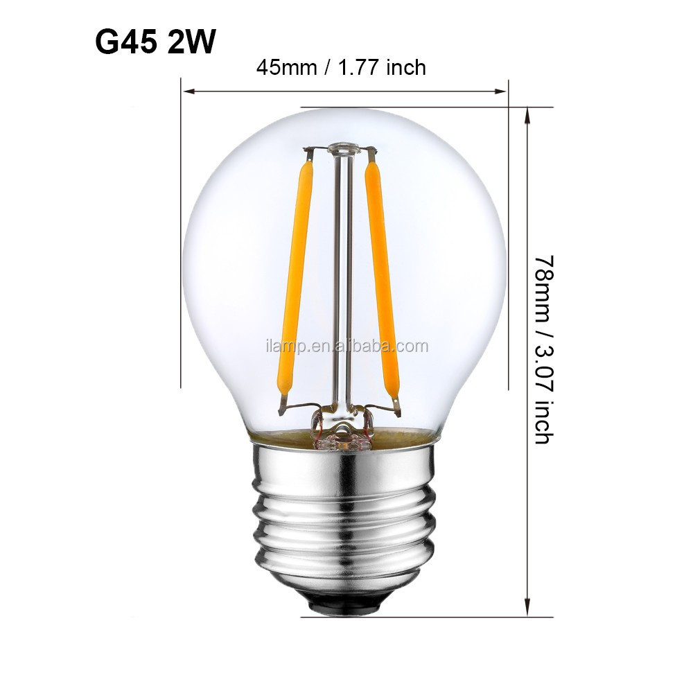 G45 E26 E27 110/220v Glass Retro Vintage Edison Bulb Industrial Warm Yellow Light Lamp 3W 4W 5W