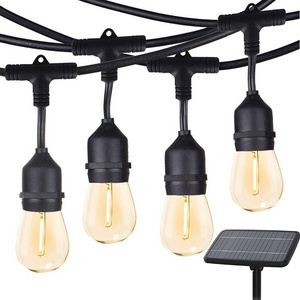 Outdoor Garden S14 solar string lights 48ft IP65 holiday lighting tree christmas light with edison bulb