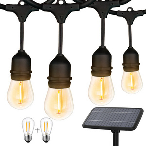 3W Panel Solar Powered String Lights Outdoor Waterproof Garden Guirnalda Exterior 1 Watt Edison Bulb Christmas Light