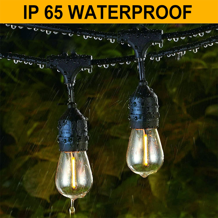 48FT christmas outdoor waterproof fairy lights battery operated s14 led solar string light hanging kit with shatterproof bulbs