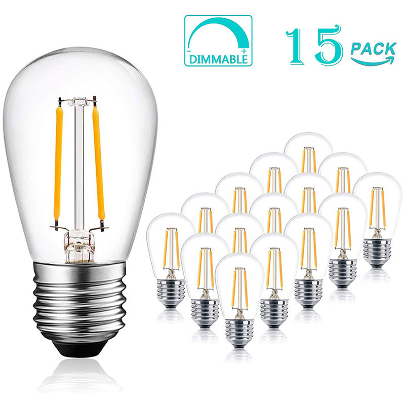 E27 E26 110V 2W S14 Led edison dimmable filament bulbs for outdoor string light