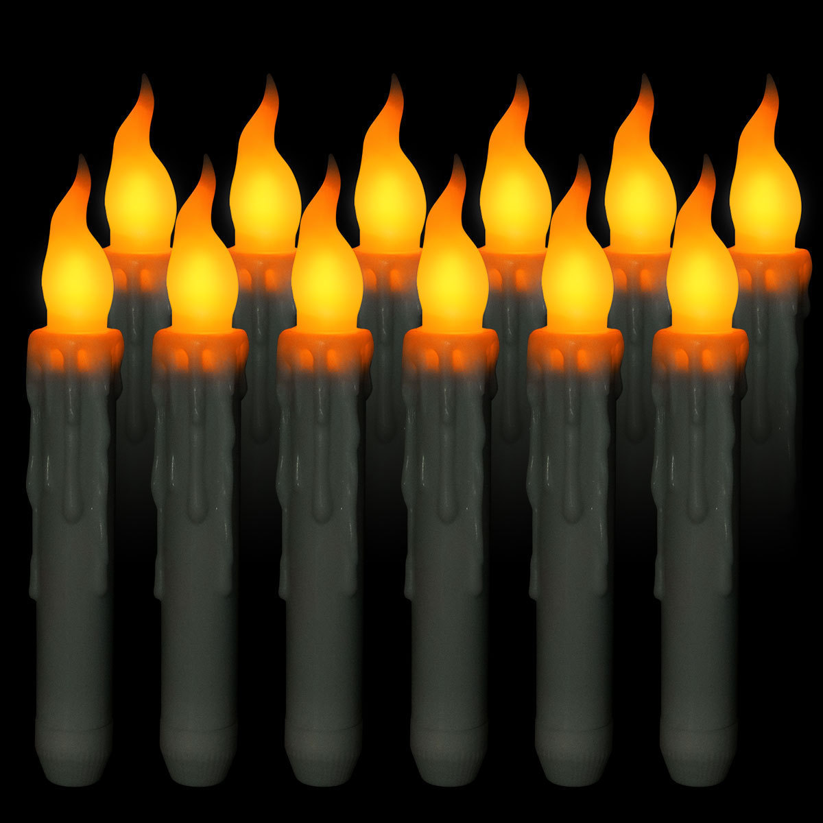 12 LED Handheld Candles Lights , Flickering Flameless Taper Fake Candles ,LED Battery Operated Taper Candles