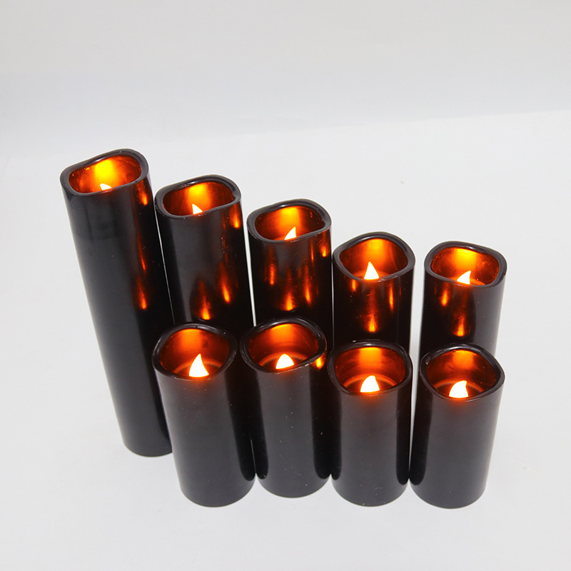 Battery operated LED flickering moving candles with timer black led candles