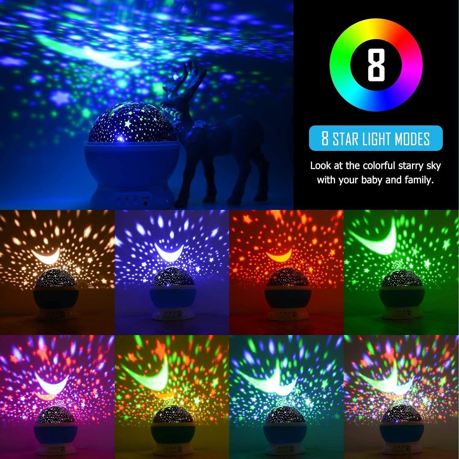 360 rotating star night light Spin Starry Sky Star Master baby night light projector