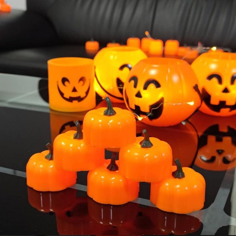 CDL2102F Halloween Battery Operated Orange Tea Light LED Candle Lights For Party Decoration