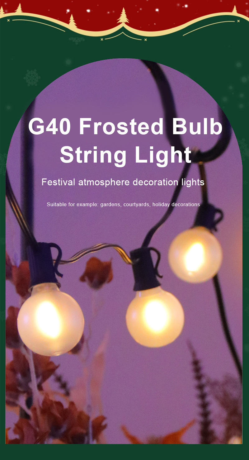 Waterproof G40 25ft 25 LED String light Mini Globe bulbs Outdoor Decorative powered party string light for navidad Holiday