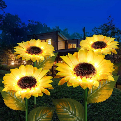 Waterproof Decorative Flower Lamps Outdoor Solar Led Garden Sunflower Lawn Stake Lights For Patio Garden Yard Pathway