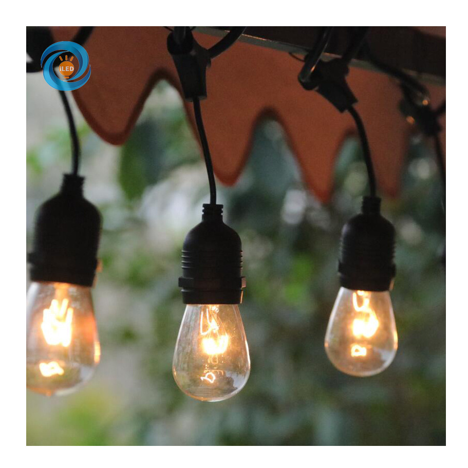 E27 IP65 Waterproof Solar Patio Holiday Garden Wedding Decor Outdoor UK S14 Edison Bulb 10m 48ft LED Cafe Festoon String Light