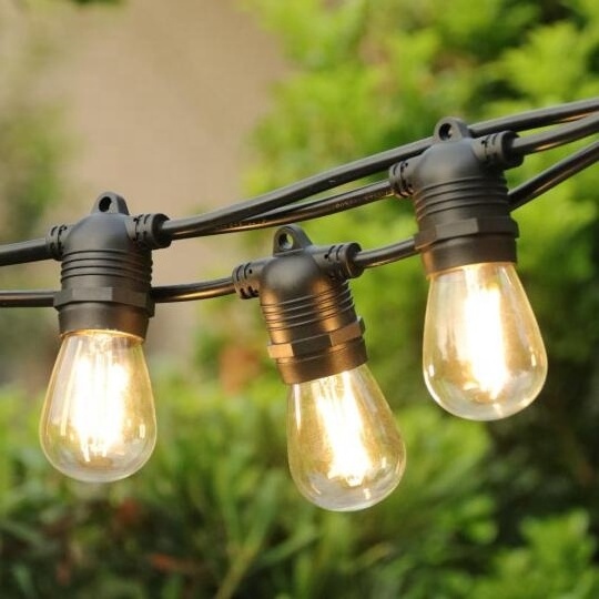 E27 IP65 Waterproof Solar Patio Holiday Garden Wedding Decor Outdoor UK S14 Edison Bulb 10m 48ft LED Cafe Festoon String Light