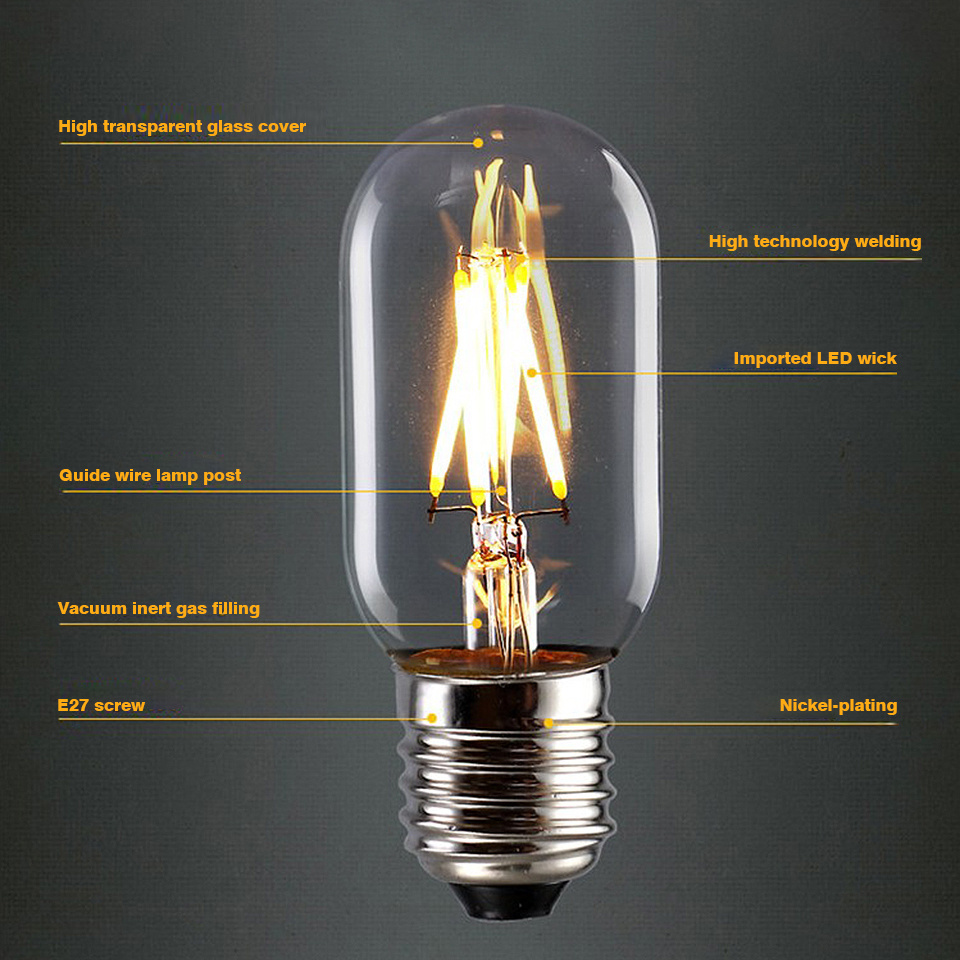 LED Filament Bulb E27 E14 2W 4W 6W 8W Clear Retro Edison A60 G45 220v AC Super bright lamp light