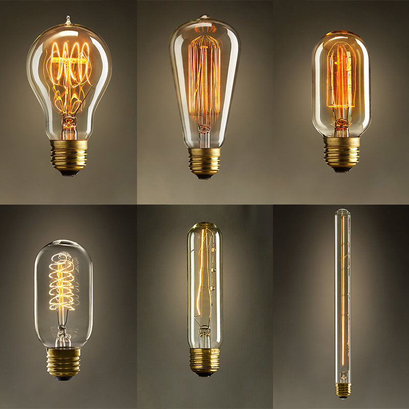 25W 60W 40W Vintage Antique Retro Style Lighting Tungsten Filament Edison Bulb & Lamp holder E27 220V A19 G125 ST64 T185 G80