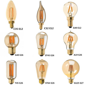 Amber Glass LED edison filament bulb ideal for ceiling fixtures, wall sconces, chandeliers, pendant lighting 220V