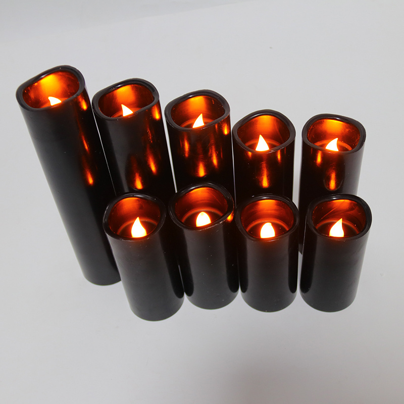 Battery operated LED flickering moving candles with timer black led candles