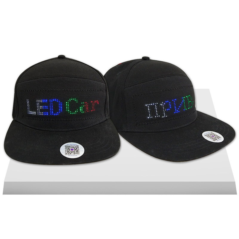 Luminous LED Message Display Hats Flashing Baseball Cap Smart Face Cap APP Programmable Messages Scrolling LED Hats And Caps