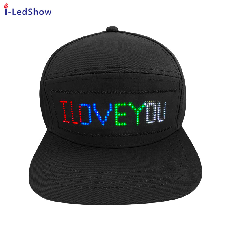 Luminous LED Message Display Hats Flashing Baseball Cap Smart Face Cap APP Programmable Messages Scrolling LED Hats And Caps