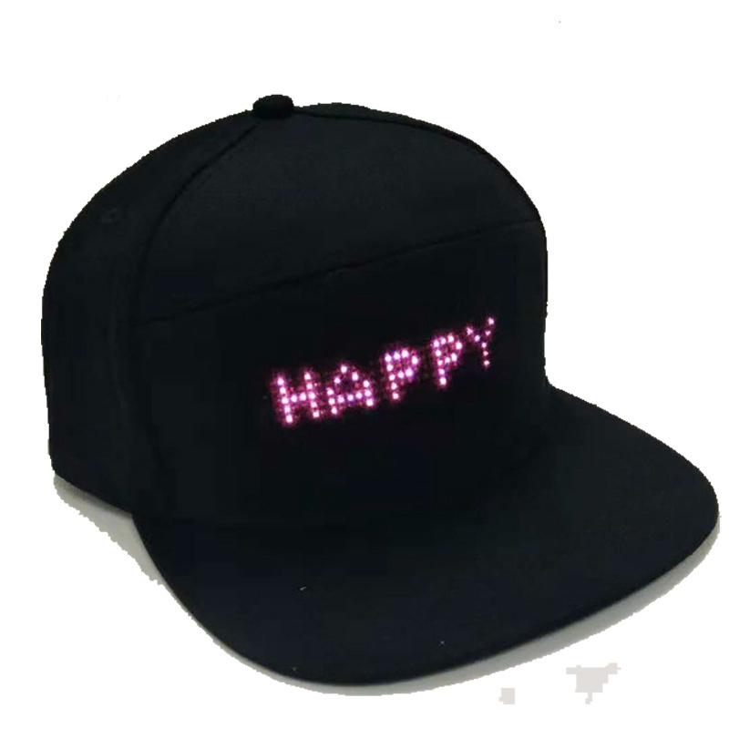 LED Flashing Light up Cap Messages display hat Custom animated light Logo high quality baseball cap with led