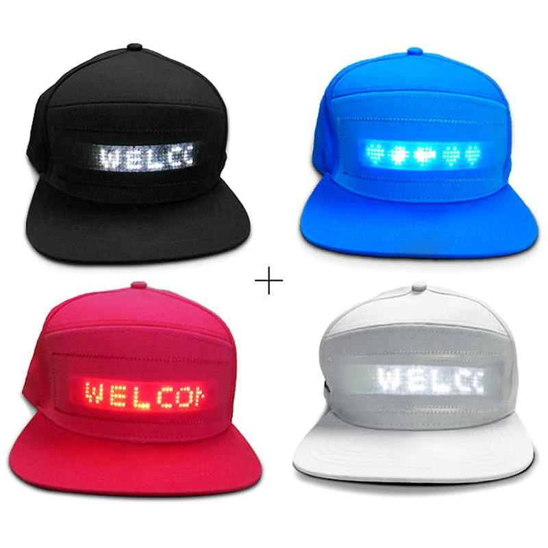 LED Flashing Light up Cap Messages display hat Custom animated light Logo high quality baseball cap with led