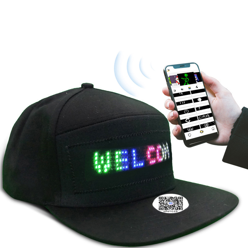 LED Flashing Light up Cap Messages display hat Custom animated light Logo high quality baseball cap with led