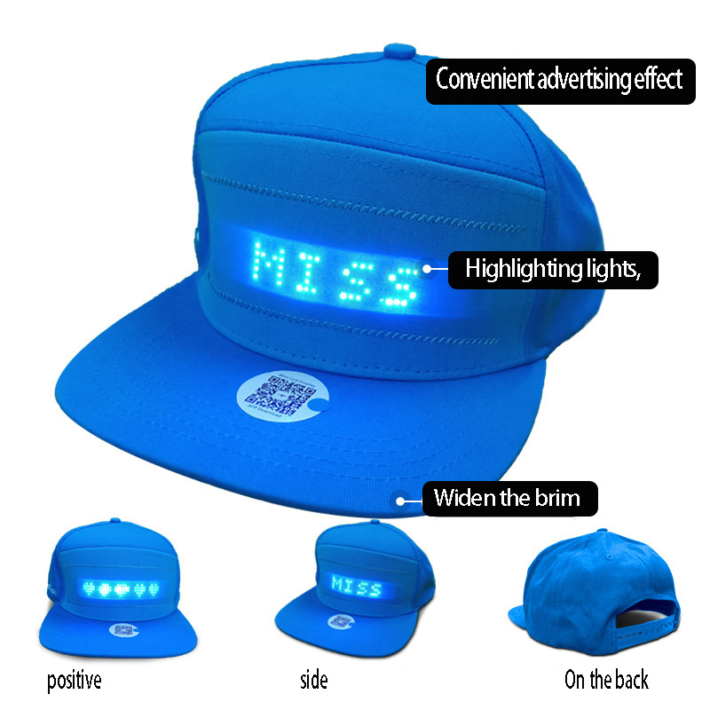 LED Flashing Light up Cap Messages display hat Custom animated light Logo high quality baseball cap with led