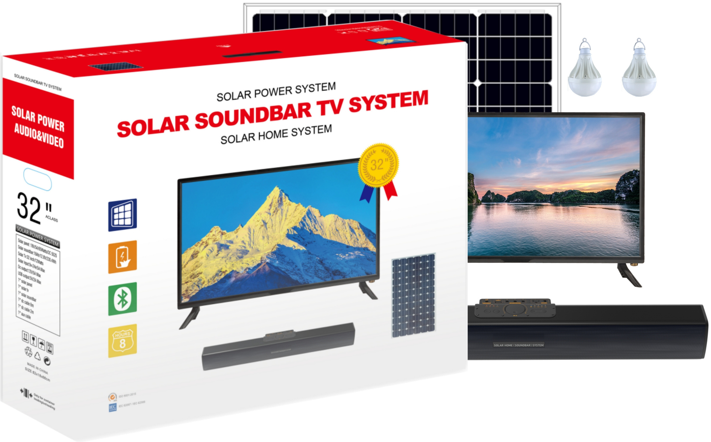 Home Mini Solar Power Kit  with solar tv solar fan solar lights solar panel  bluetooth FM radio MP3 Microphone functions