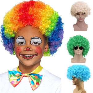 Clown Costume Rainbow wigs Party fancy dress custom wigs Halloween Adult crazy clown wig