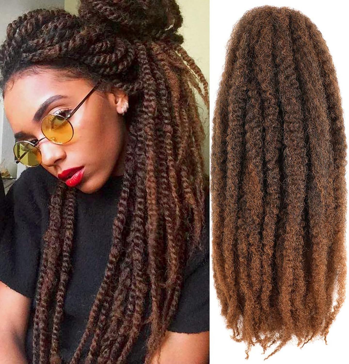 18 inch Kanekalon Marley twist hair crochet braiding Black Faux locs marley braiding hair extension Kinky Afro Springy twist