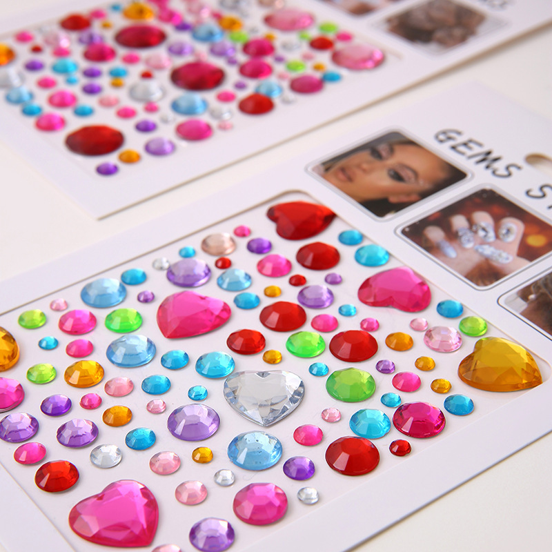 DIY Make A Face Tattoo Tear Shaped Pearls Crystal Heart Gem Stickers Kids Face Stickers Heart Nail Sticker