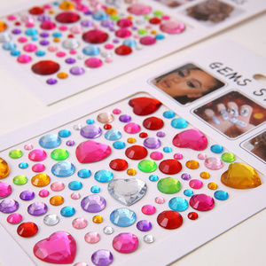 DIY Make A Face Tattoo Tear Shaped Pearls Crystal Heart Gem Stickers Kids Face Stickers Heart Nail Sticker