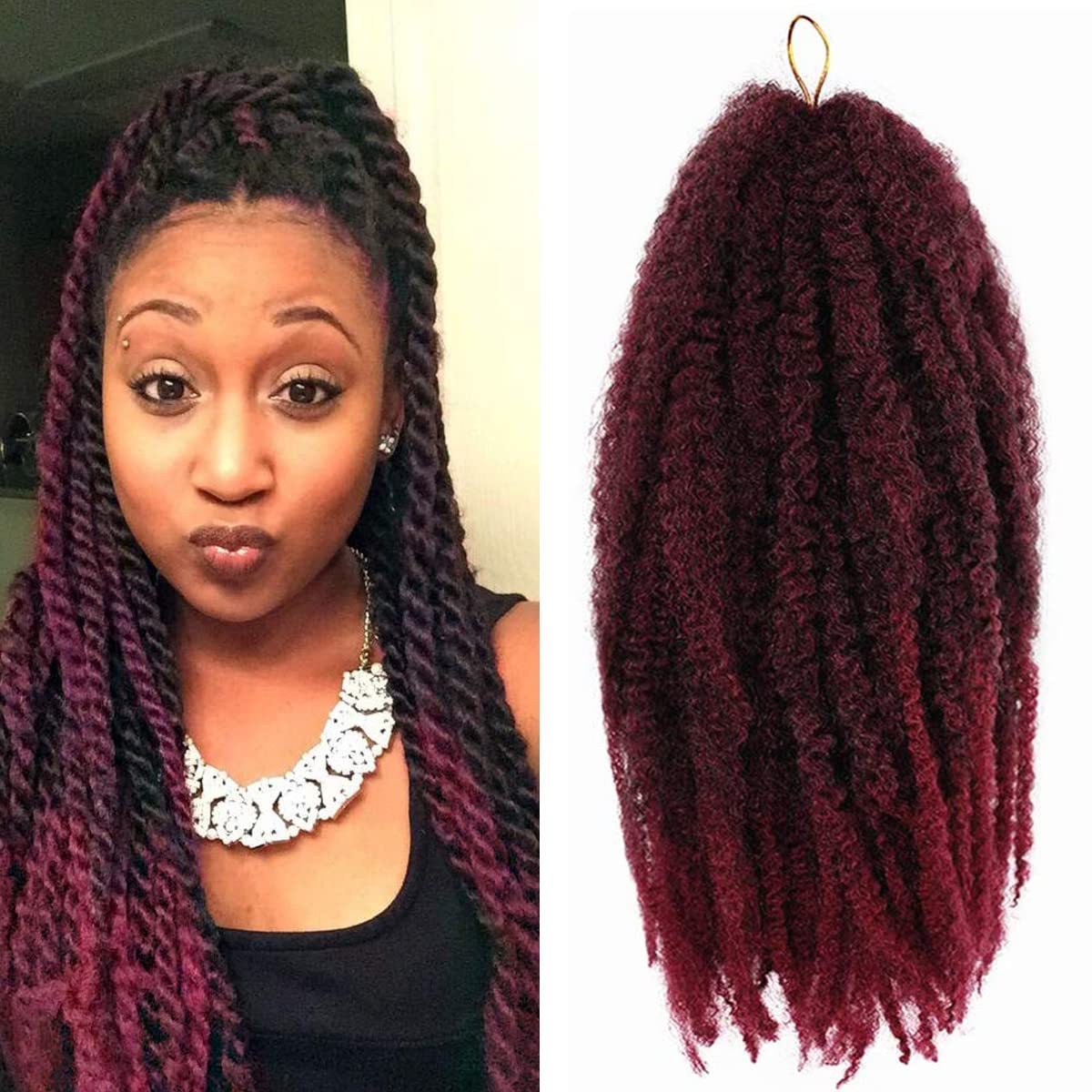 18 inch Kanekalon Marley twist hair crochet braiding Black Faux locs marley braiding hair extension Kinky Afro Springy twist