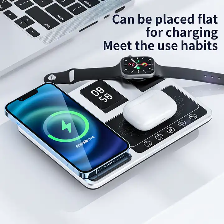 3 in 1 Wireless Charger Stand Light For iPhone 14 13 12 11 X Apple Watch Airpods Samsung Galaxy Watch Fast Charging Dock Station