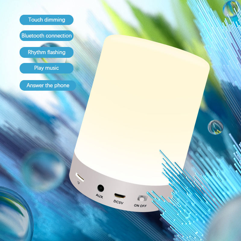 Portable Smart Wireless Bluetooth Speaker Mini Player Touch Light Colorful LED Night Light Bedside Table Lamp