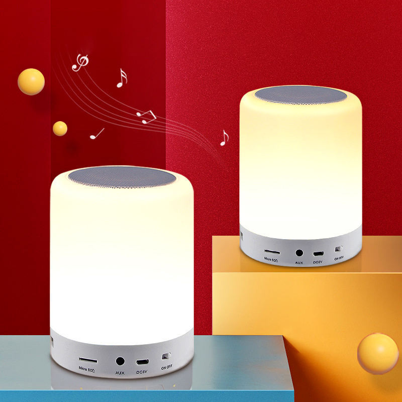 Portable Smart Wireless Bluetooth Speaker Mini Player Touch Light Colorful LED Night Light Bedside Table Lamp