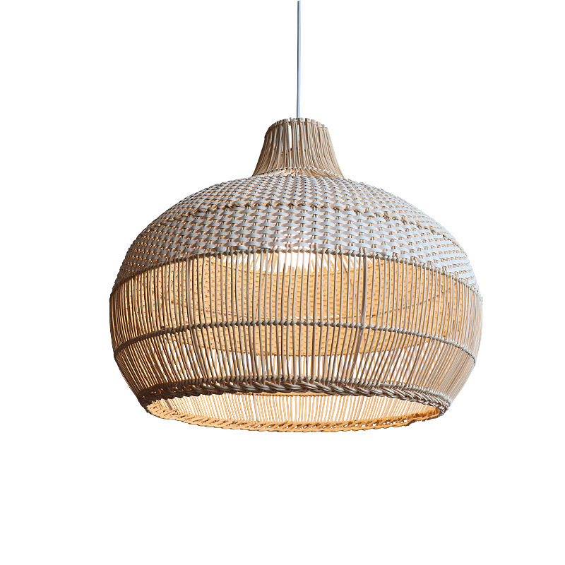 Bamboo Rattan Woven Lampshade Chandelier Wicker Lamp Shade Ceiling Light Indoor Home Decor Pendant Light