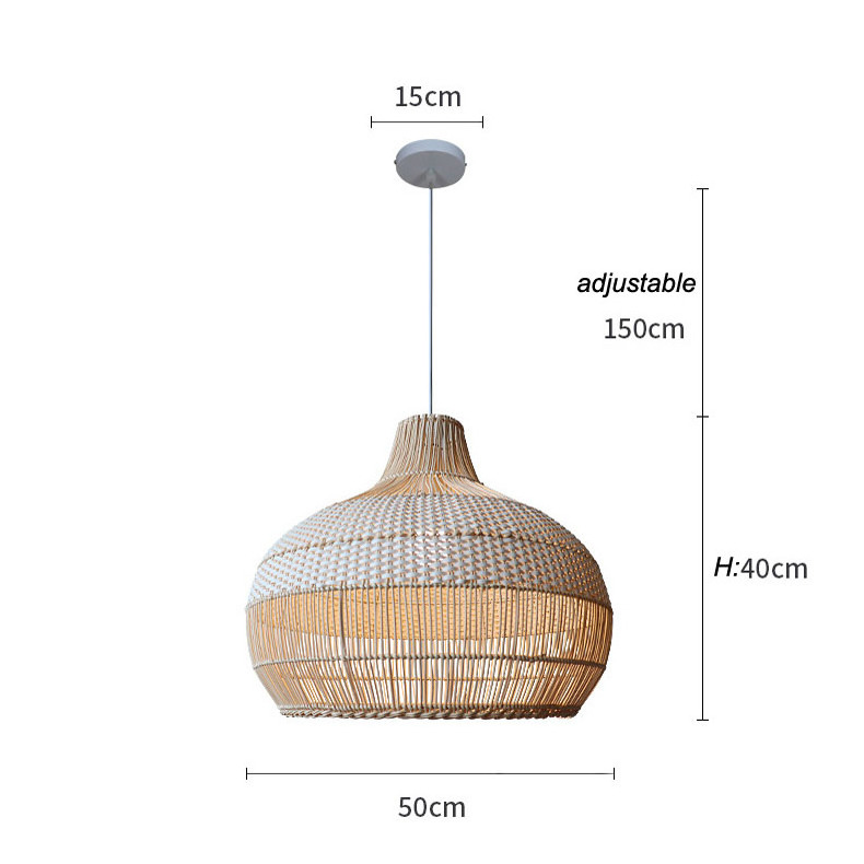 Bamboo Rattan Woven Lampshade Chandelier Wicker Lamp Shade Ceiling Light Indoor Home Decor Pendant Light