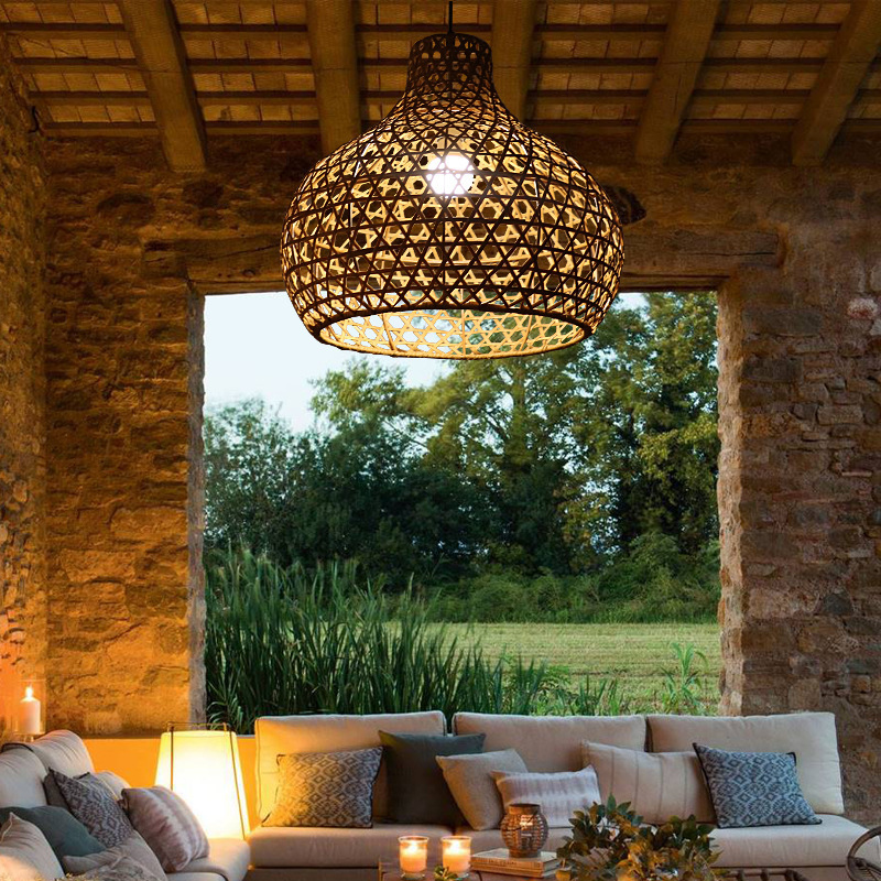 Wabi-sabi rattan chandelier /rattan art lamps /hand woven rattan pendant light