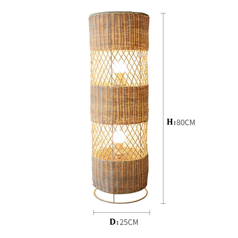 Japanese lantern design handmade rattan lampshade led floor standing lamp for living room decoration