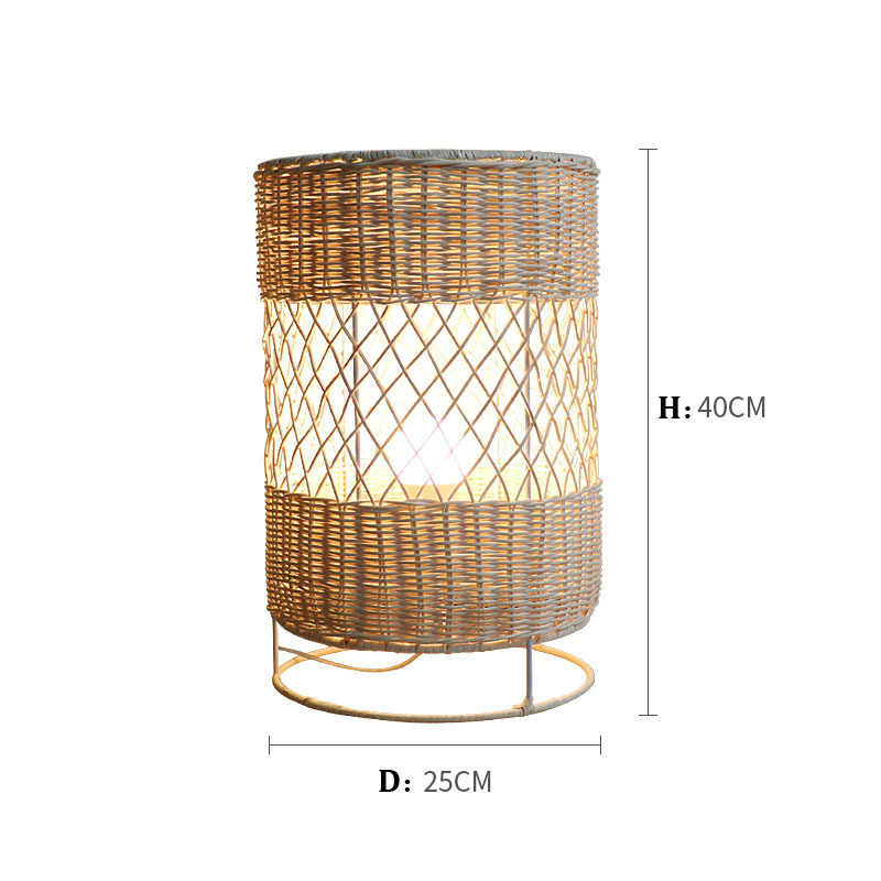 Japanese lantern design handmade rattan lampshade led floor standing lamp for living room decoration