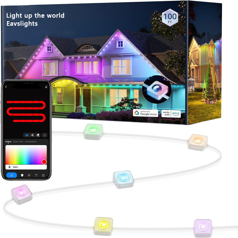 Hot Sale Christmas Decoration Lights For Outdoor IP67 Waterproof Smart App Controlled Permanent Holiday Led Track Lights