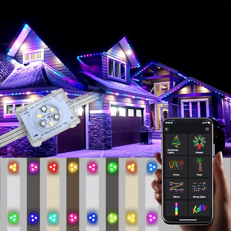 DC48v Christmas Led Pixel Point Lights Honey Comb Permanent Outdoor Led Strip Lights Under Eave Facia